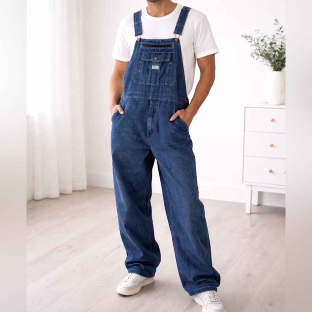 Vintage Liberty Y2K Denim Overalls 42x30 Wide Leg Carpenter Workwear 100% Cotton